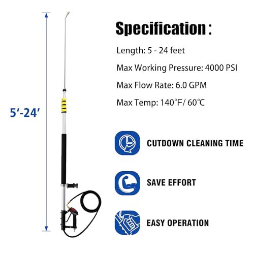 24FT Telescoping Pressure Washer Wand