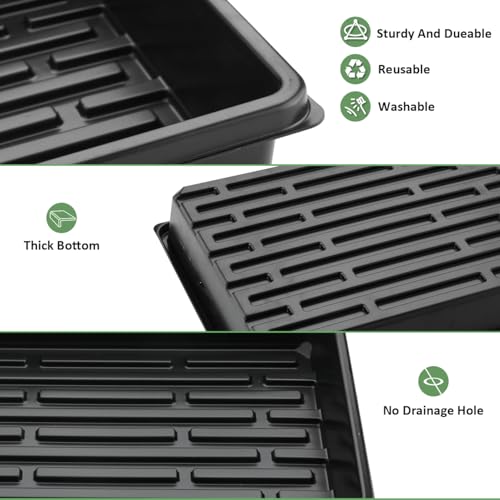 5 Pack Seedling Starter Trays No Holes and 5 Pack 54 Cell Seed Starter Trays Extra Deep 2.8" (54 Cells Plug Tray-5P+54 Cells Bottom Tray-5P)