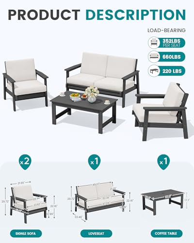 HDPE Patio Furniture Set with 15FT Double Side Patio Umbrella