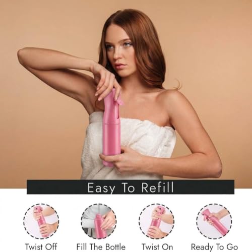 Continuous Mist Pink Spray Bottle 300ml Fine Mist for Hair (Pink - 10oz)