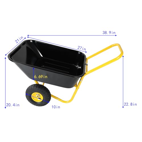Dual Wheel Wheelbarrow (Yellow+black)