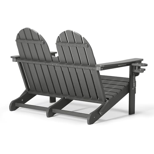 Outdoor Patio HDPE Adirondack Garden Skinny Bench (Grey / 49.5IN)
