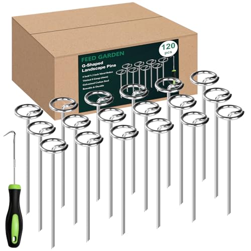 Heavy Duty Landscape Fabric Pins 8 Gauge 120 Pack with Pick Hook