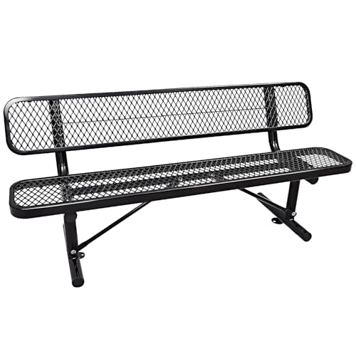 6Ft Heavy Duty Park Bench with Back Portable Frame