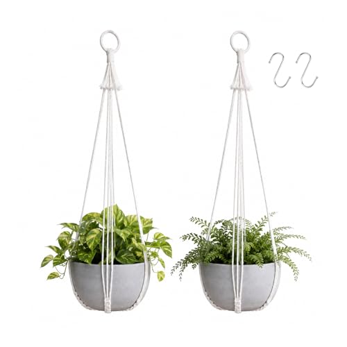 Macrame Hanging Planters Indoor Plant Hanger (White C)