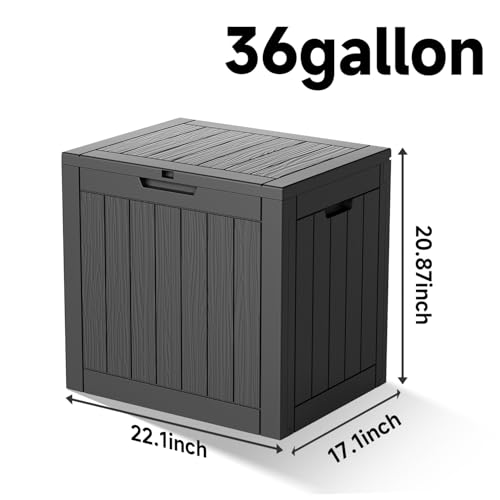 36 Gal Waterproof Outdoor Storage Box UV Resistant Deck Box (Black / 36 Gallon)