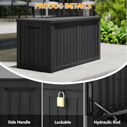 200 Gallon Deck Boxes Outdoor Waterproof (Black / 200 GAL)