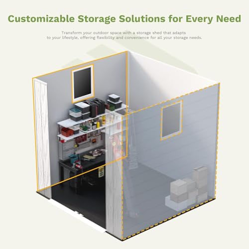 6X6 FT Plastic Outdoor Storage Shed with Floor (Light Gray / 6x6)