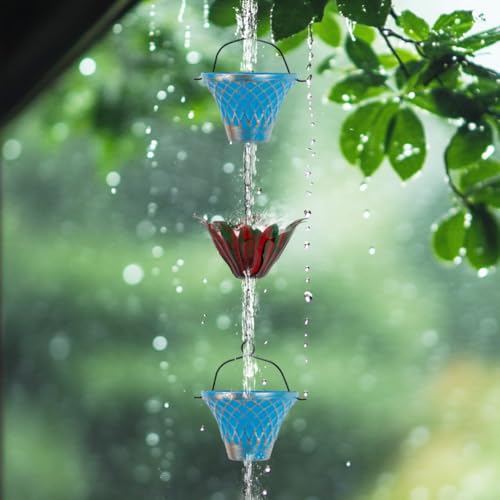 10FT Rain Chains for Outside (Blue-Red)