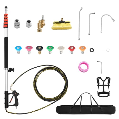 25 FT Pressure Washer Telescoping Wand (25FT with Brush Head)