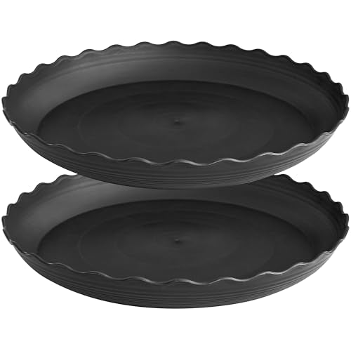 2 Pack of 10 inch Plant Saucer Plant Tray (10" (2 pack) / Black)