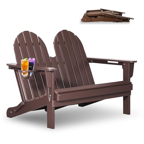 Outdoor Patio HDPE Adirondack Garden Skinny Bench (Dark Brown / 49.5IN)