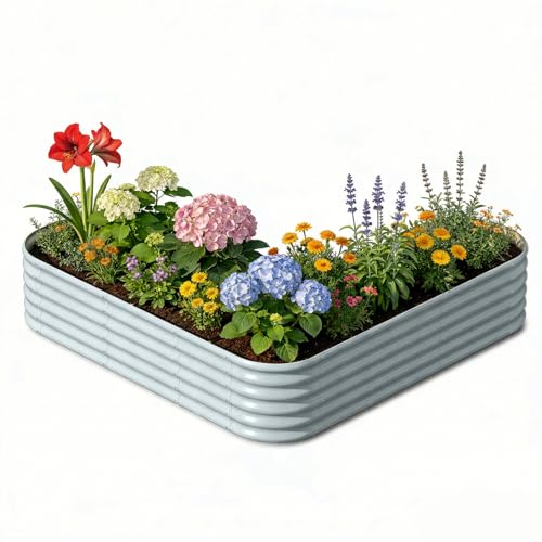 L Shaped Galvanized Raised Garden Bed (Gray / L-Shaped)