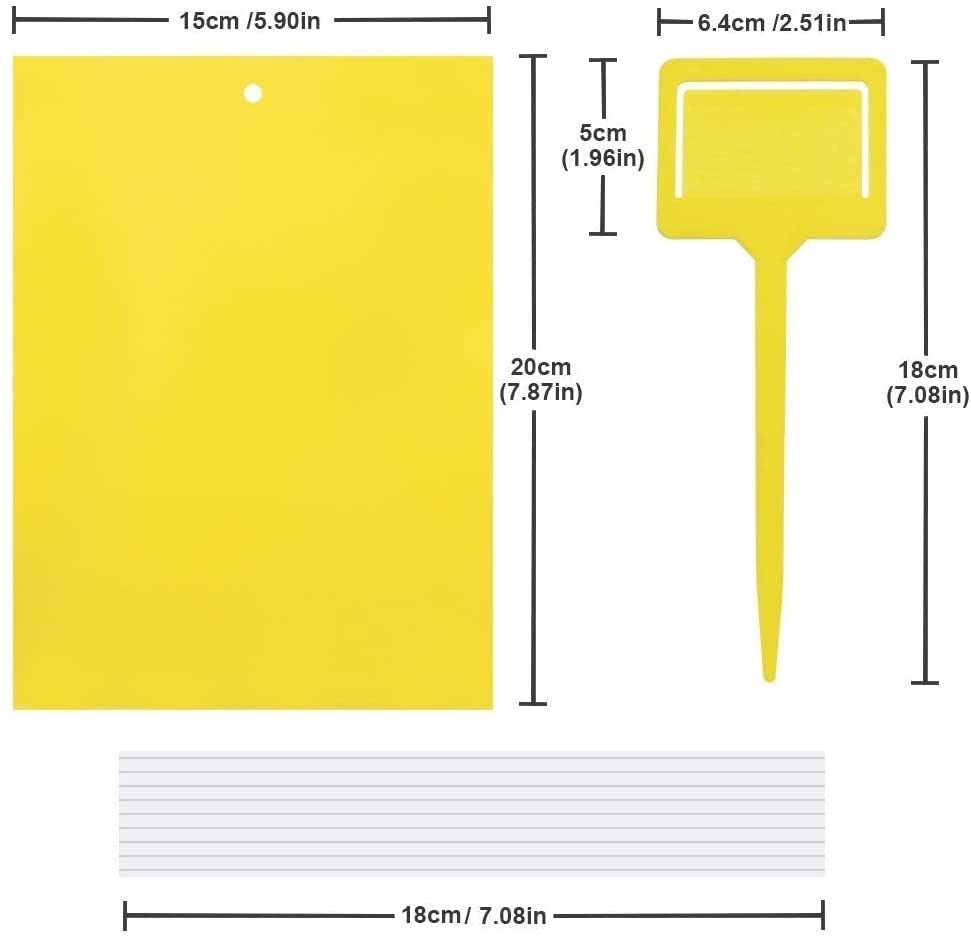 30-Pack Dual-Sided Yellow Sticky Traps for Indoor Outdoor Flying Plant Insect Fungus Gnats, Whiteflies, Aphids, Leafminers,Thrips (6x8 Inches, Included 30pcs Twist Ties) (30 Count)