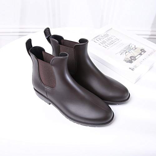 Women's Ankle Rain Boots Waterproof Chelsea Boots Dark Brown (12 / Dark Brown)