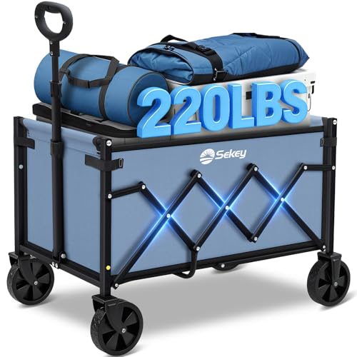 Lightweight Collapsible Wagon (Blue / 220 lbs)