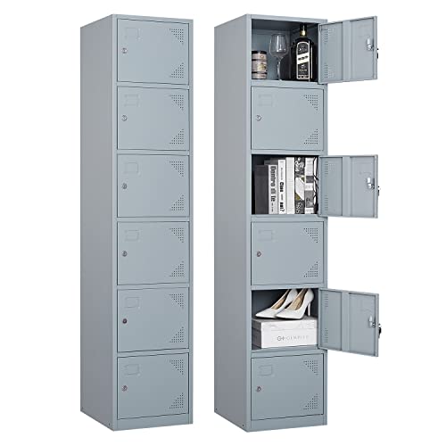 Metal Locker with 6 Doors (Grey(no Legs) / 6 Doors-71")