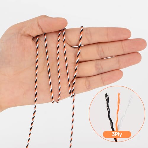 Orange Black White Cotton Twine 2mm 328 Feet for Gift Wrapping DIY Crafts Halloween Party Decoration Gift Tags