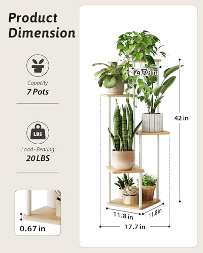 Corner Plant Stand Indoor Tall Plant Stand White 5 Tier (White Oak 5 Tier)