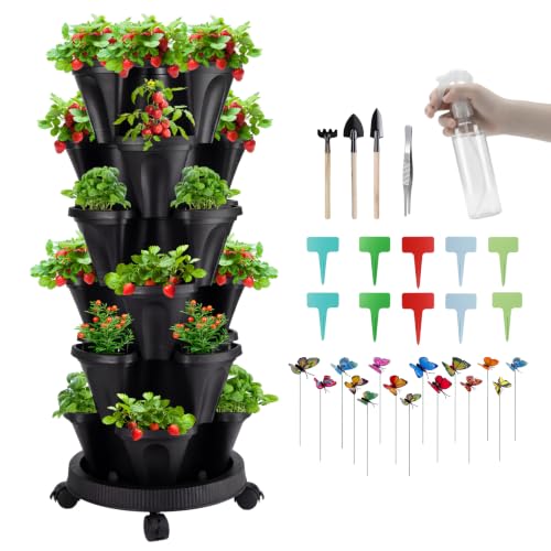 Vertical Planter Tower (Black / 6 Tier)