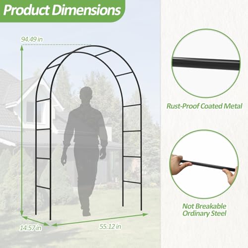 Garden Arch Trellis for Climbing Plants Outdoor (94.5"(H)*55"(L)*7.7"(W))