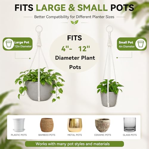 Macrame Hanging Planters Indoor Plant Hanger (White C)
