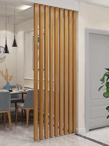 Wood Slat Room Dividers, Floor to Ceiling Partition Screen for Modern Office, Stairway, Lofts, Porch, and Living Room Decoration