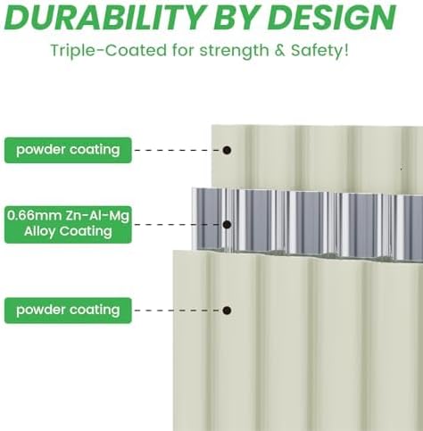 Modular Raised Garden Bed Kit 8×2×1.5FT, Magnesium-Aluminum-Zinc Steel, Rust-Proof & Tool-Free Assembly for Vegetables Herbs Flowers, Patio Backyard Urban Gardening(Beige)