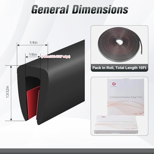 Rubber Edge Trim (Size1/8"(Fit 7/64"~5/32"), L10' / Gloss Black)