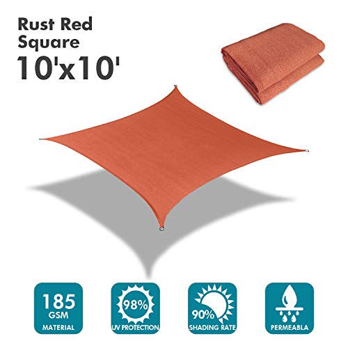 10'x10' Sun Shade Sail Rust Red Curved Square (Rust Red / 1 0' X 1 0')