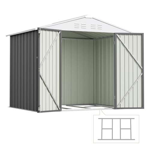 8x6 FT Outdoor Storage Shed with Floor Frame (Gray / 8x6 FT)