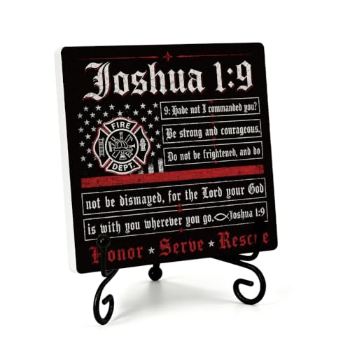 Firefighters Gift for Men Home Office Book Shelf Table Decor 6.3x6.3 In 03 (Multicolor 1732 / Wooden sign with iron frame（6.3 x 6.3 inches）)