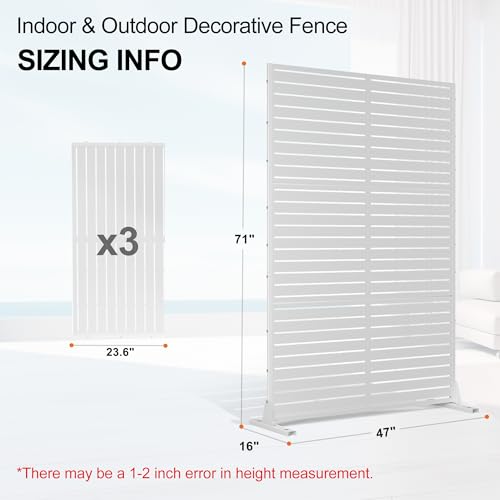 6FT Metal Outdoor Privacy Screen (71"H×47"W / White Louvered)