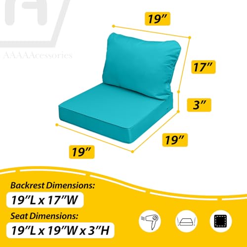 Outdoor Chair Cushions (Turquoise Blue / 19"x19"x3" / 19"x17")