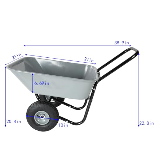 Dual Wheel Wheelbarrow (Gray)