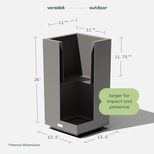 Block Series Pedestal Planter (Gray / 26"H x 13.5"W)