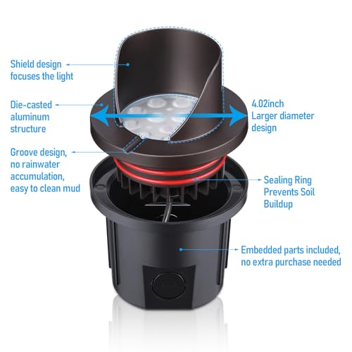 6 Pack Dia.4 Inch 5CCT Well Lights Shielded Top Oil Rubbed Bronze (Oil-Rubbed Bronze)