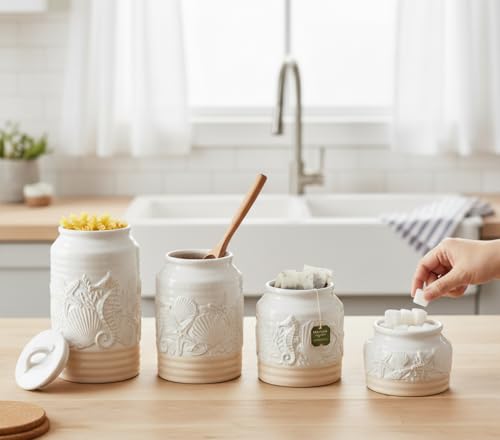 Youngs 61702 Coastal Canister (White, Cream)