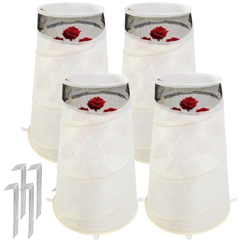 4Pcs Pop Up Rose Cones for Winter Protection (White-4Pcs)