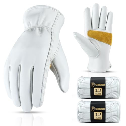 Leather Work Gloves for Men (Light Cyan(24 Pairs) / Large)