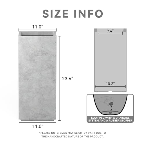 Accent Column Square Pale Gray Concrete Planter 23.6" H (Natural Concrete / 23.6" H)