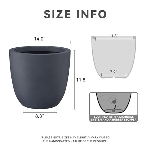 Charcoal Concrete Planter 14" Dia All