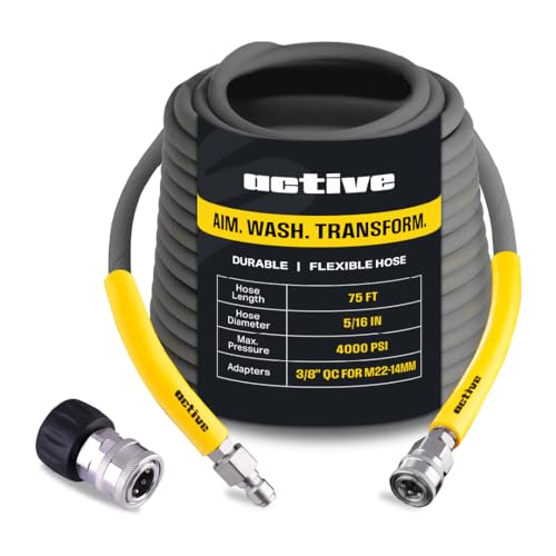 75’ Pressure Washer Hose Compatible with gas and electric pressure washers (75 Ft)