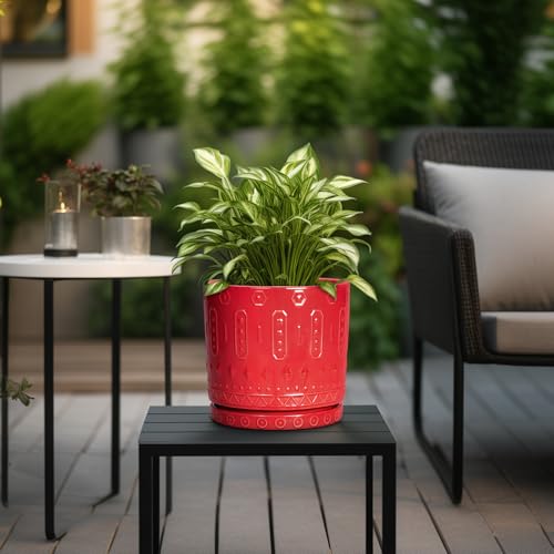 Ceramic Plant Pots (8 Inch / Red)