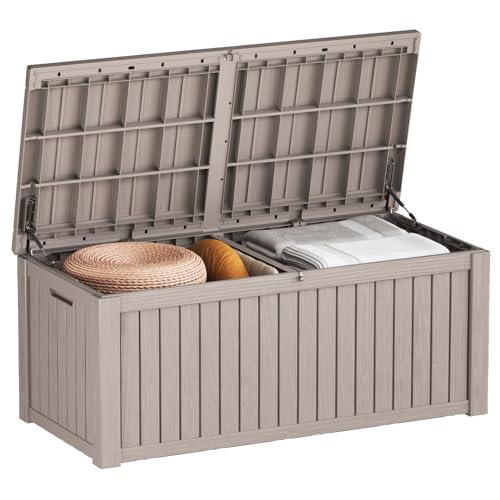 180 Gallon Outdoor Storage Box Patio Deck Box Waterproof (Grey / 180 Gallon)