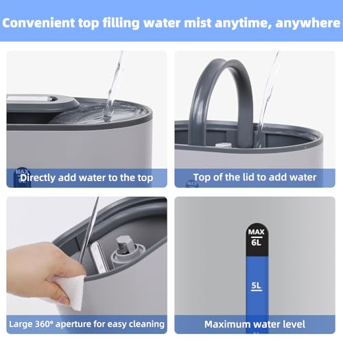 6L Warm & Cool Mist Humidifiers for Bedroom (6l / B-Grey)