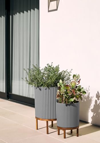 Demi Series Raised Duo Planters (Gray/Brown / Bundle - 2 Pack)