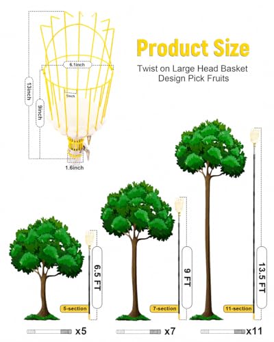 6.5FT Fruit Picker with Basket (6.5FT)