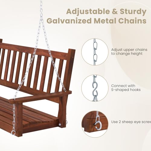 2 Person Wooden Outdoor Porch Swing (For 2 Person / Brown)