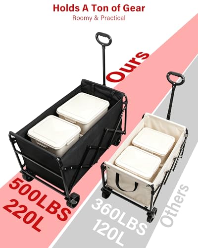Collapsible Wagons Carts Foldable Wagon (Black_500lbs)